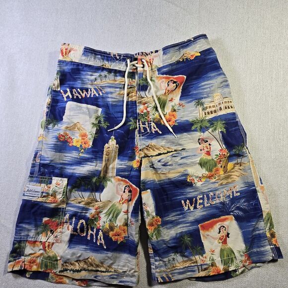 Polo Ralph Lauren Swim Trunks Shorts Mens Small 32 Hawaiian Hula Vintage - Picture 1 of 16